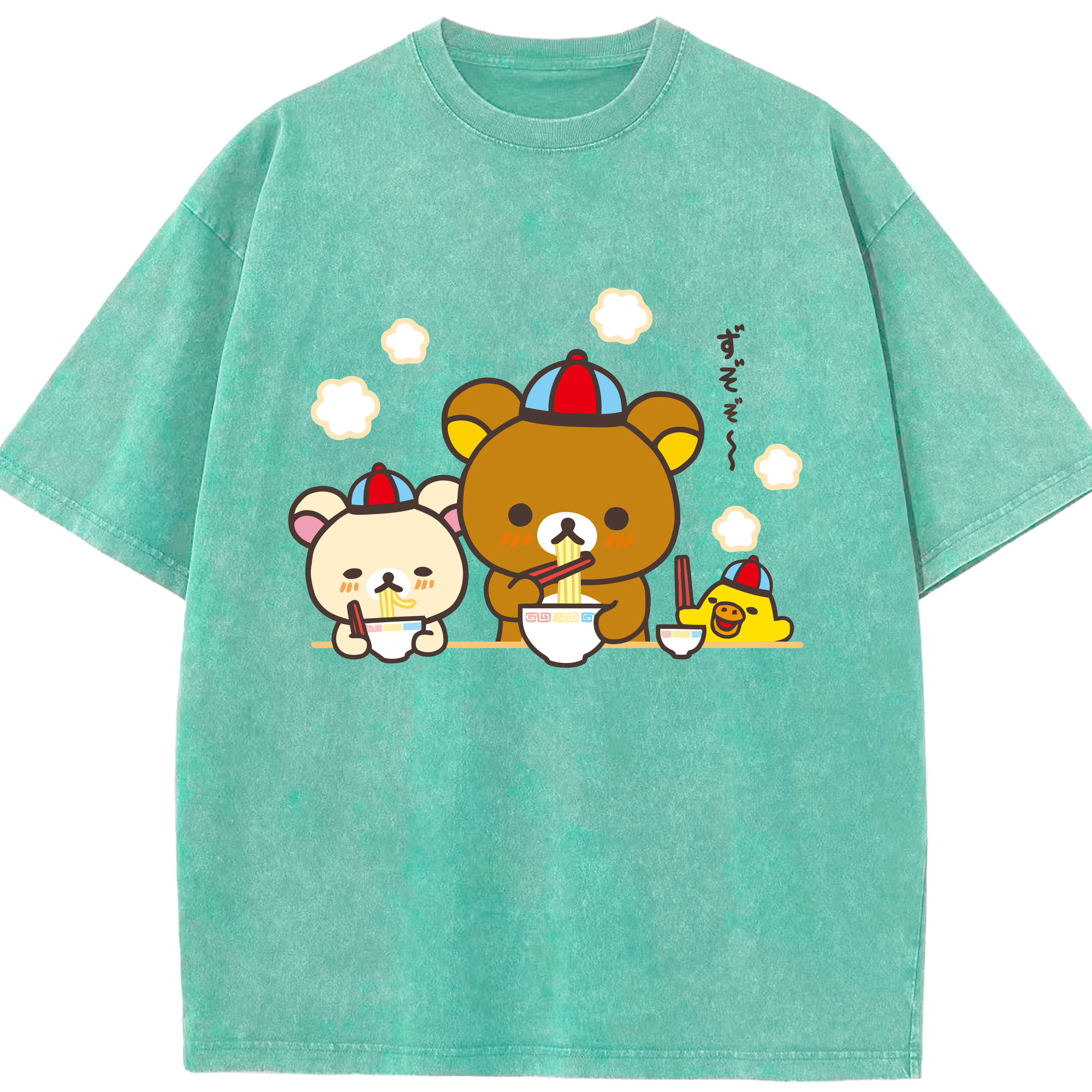 （画像用） リラックマ リラックマ キイロイトリ Rilakkuma Korilakkuma Kiiroitori 綿100% ヴィンテージ風 半袖Tシャツ（フロントプリント）
